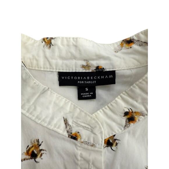 Victoria Beckham Women's White Bee Print Button-Down Shirt Top Size Small - Picture 6 of 6